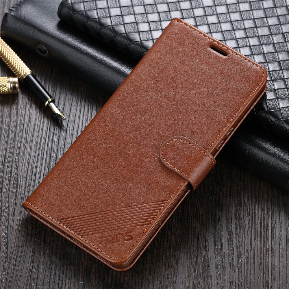 AZNS Wallet Stand Кожаный Защитный Чехол Для Xiaomi Redmi K40 / K40 Pro / Xiaomi Poco F3. - Коричневый