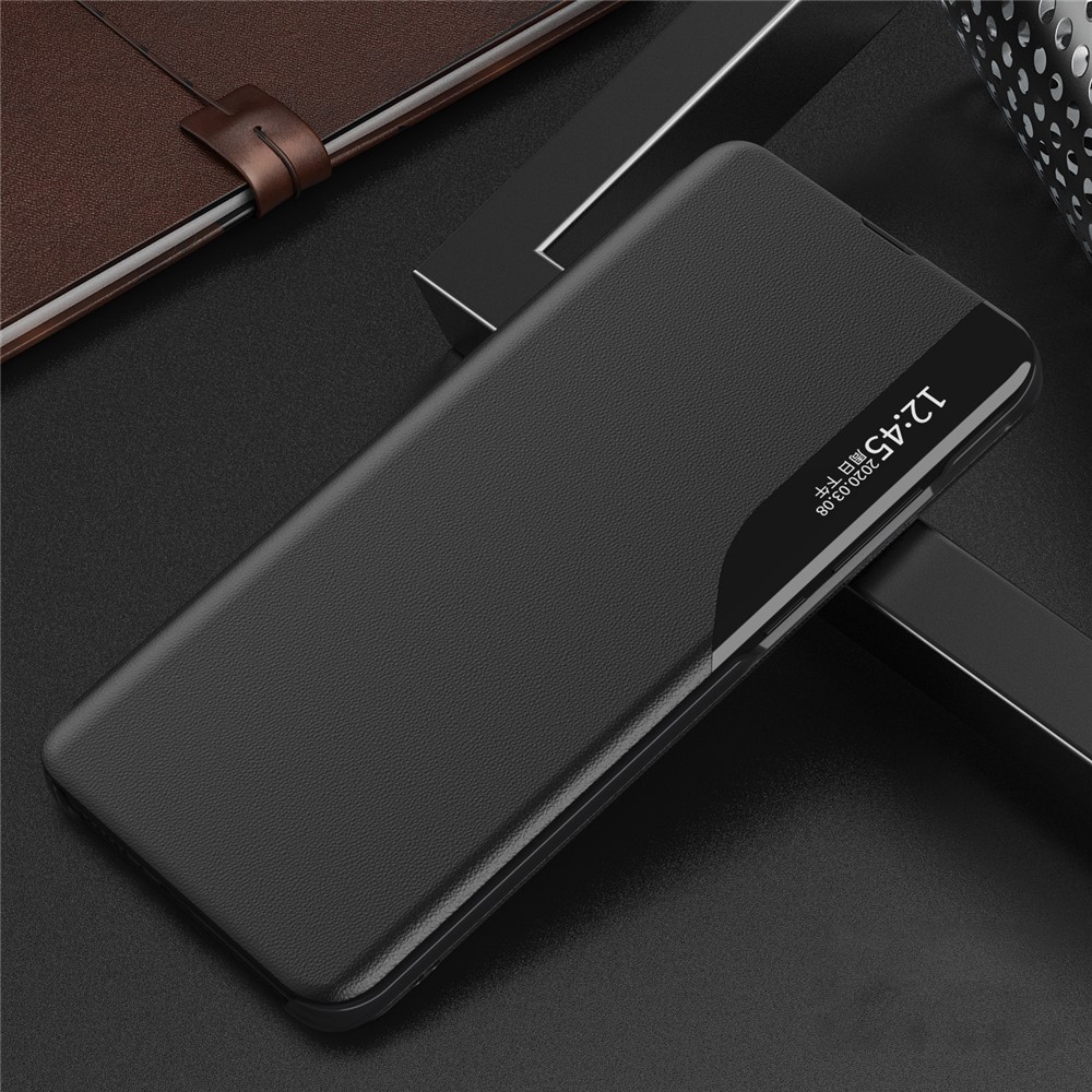View Window Leather Case Phone Shell for Xiaomi Redmi Note 10 4G / Redmi Note 10S - Black-2