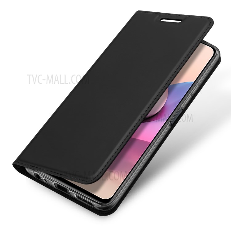 Dux Ducis Skin Pro Series Flip Card Slot Складная Кожаная Подставка Для Мобильного Телефона Для Xiaomi Redmi Note 10 4G / Redmi Note 10s - Черный