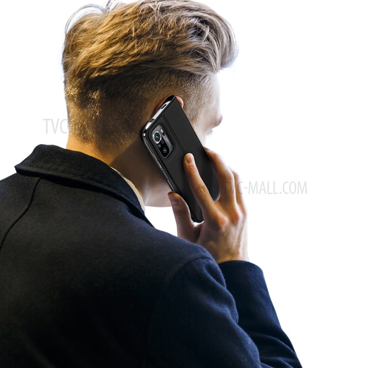 DUX DUCIS Skin Pro Series Card Slot Leather Cell Phone Case for Xiaomi Redmi Note 10 4G / Redmi Note 10S - Black-8