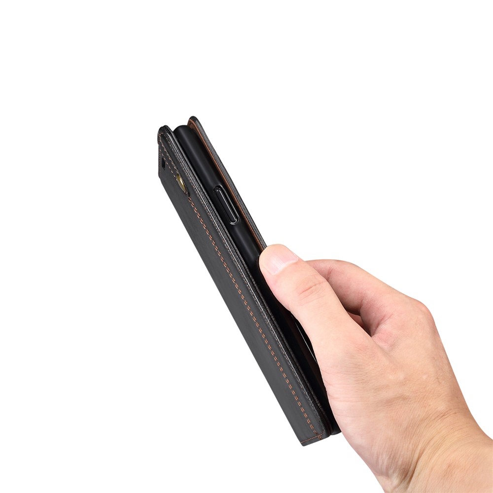 Oil Wax Surface PU Leather+TPU Wallet Stand Phone Cover for Xiaomi Redmi Note 10 4G (Internal) / Note 10S (Foreign) - Black-7
