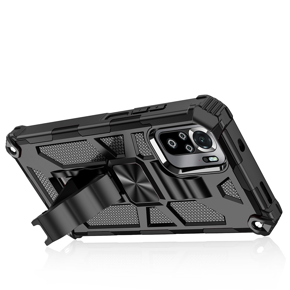 Armor Shockproof Kickstand PC TPU Phone Case with Magnetic Metal Sheet for Xiaomi Redmi Note 10 4G / Redmi Note 10S - Black-7
