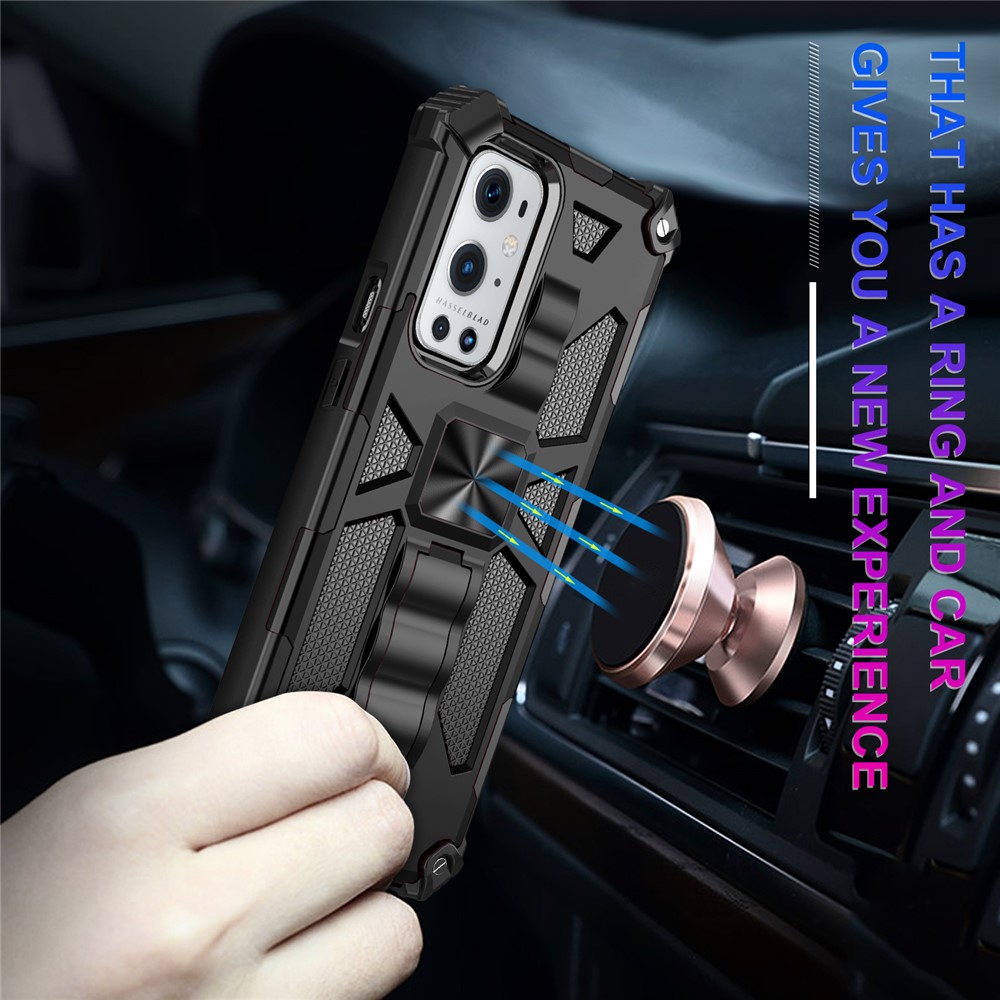 Armor Shockproof Kickstand PC TPU Phone Case with Magnetic Metal Sheet for OnePlus 9 Pro - Black-2