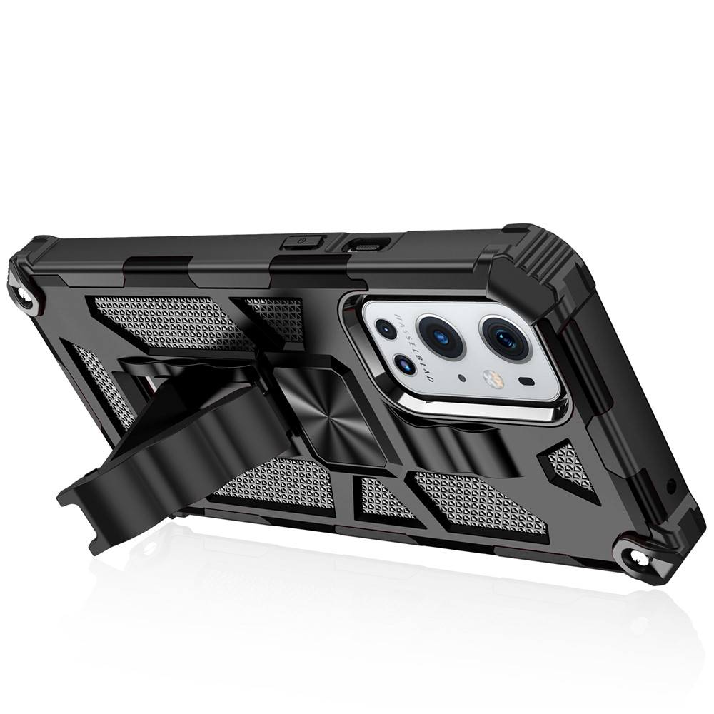 Armor Shockproof Kickstand PC TPU Phone Case with Magnetic Metal Sheet for OnePlus 9 Pro - Black-7