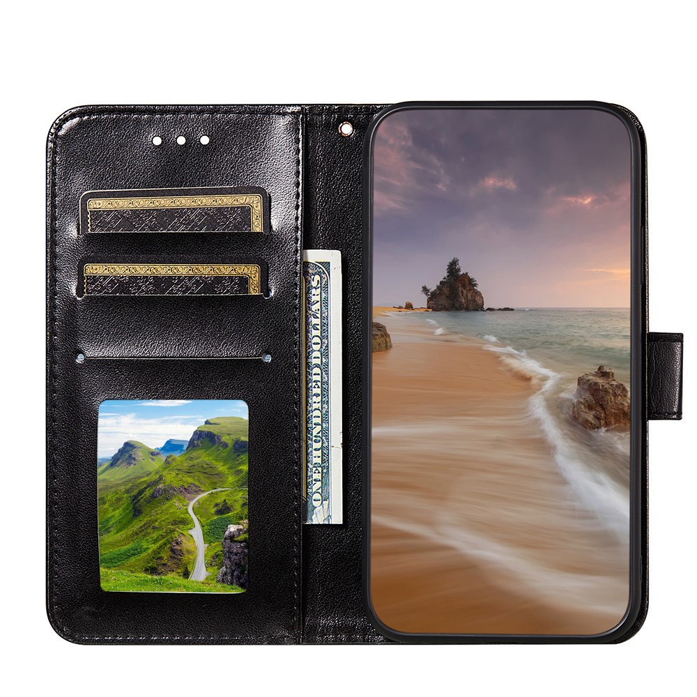 Dual-sided Magnetic Clasp Leather Wallet Stand Phone Case Shell for Xiaomi Mi 11 - Black-7