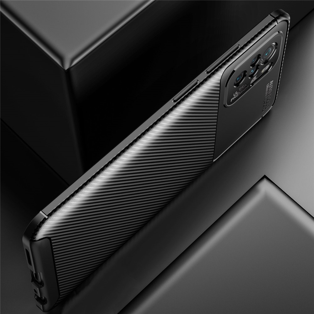 Carbon Fiber Texture TPU Drop-proof Phone Case Cover Shell for Xiaomi Redmi Note 10 4G - Black-10