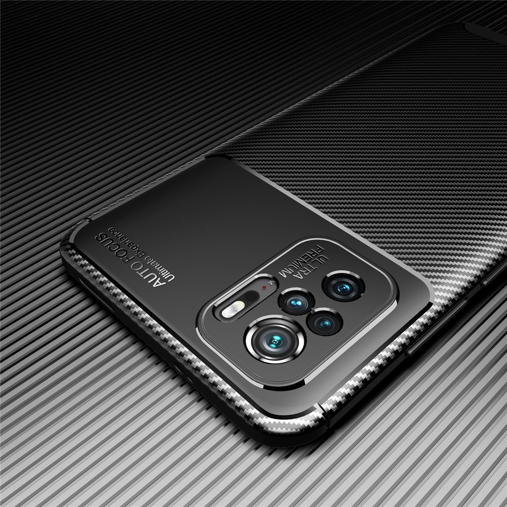 Carbon Fiber Texture TPU Drop-proof Phone Case Cover Shell for Xiaomi Redmi Note 10 4G - Black-13