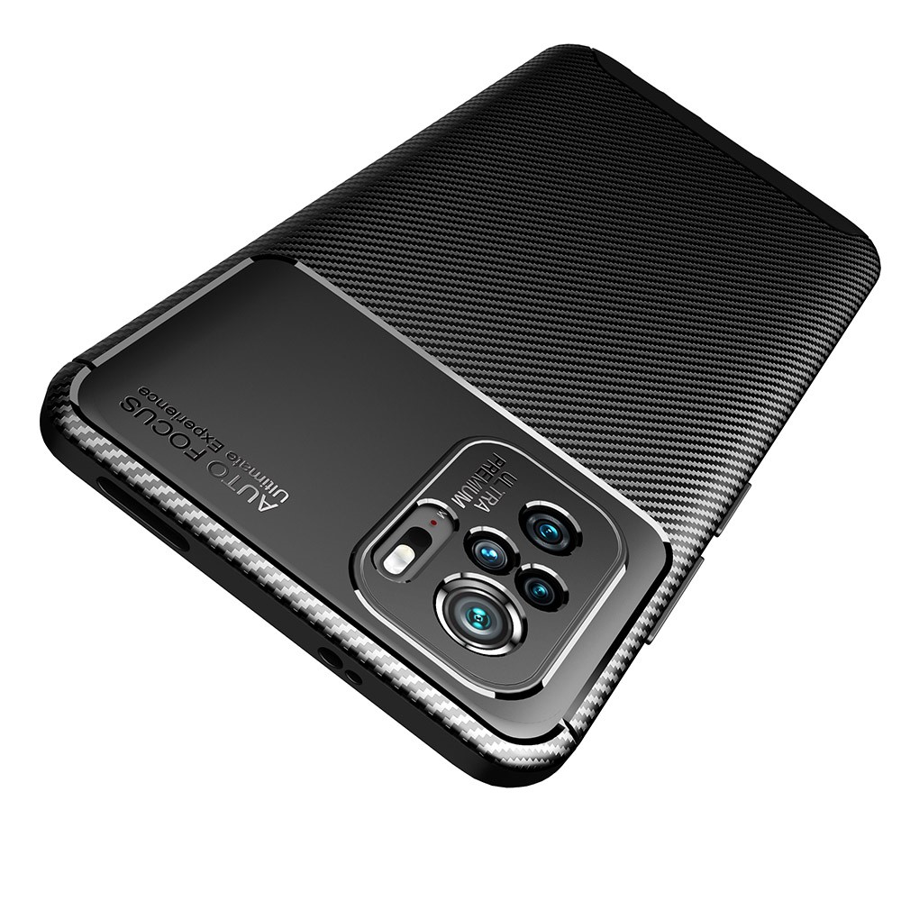 Carbon Fiber Texture TPU Drop-proof Phone Case Cover Shell for Xiaomi Redmi Note 10 4G - Black-4