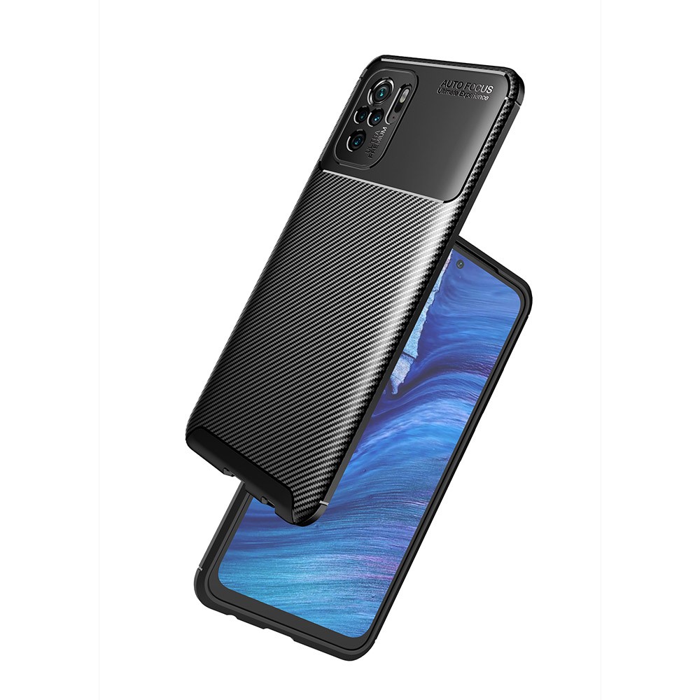 Carbon Fiber Texture TPU Drop-proof Phone Case Cover Shell for Xiaomi Redmi Note 10 4G - Black-5