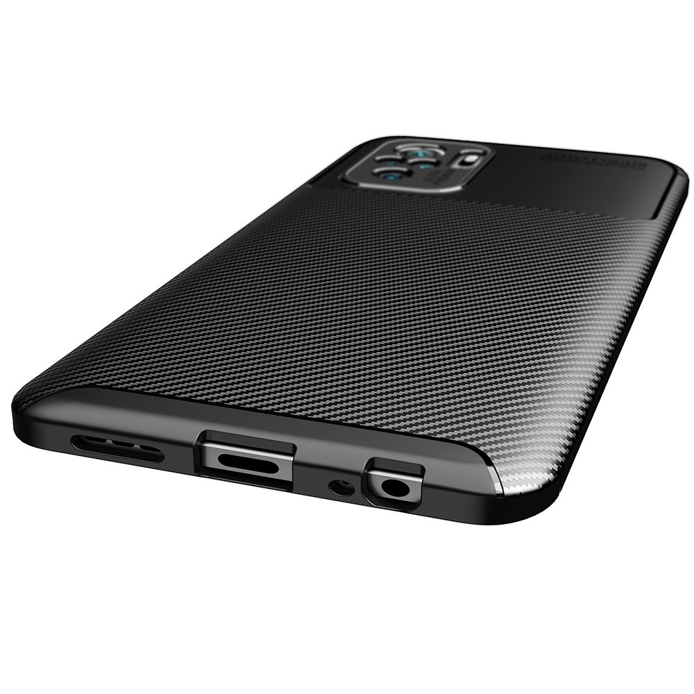 Carbon Fiber Texture TPU Drop-proof Phone Case Cover Shell for Xiaomi Redmi Note 10 4G - Black-6