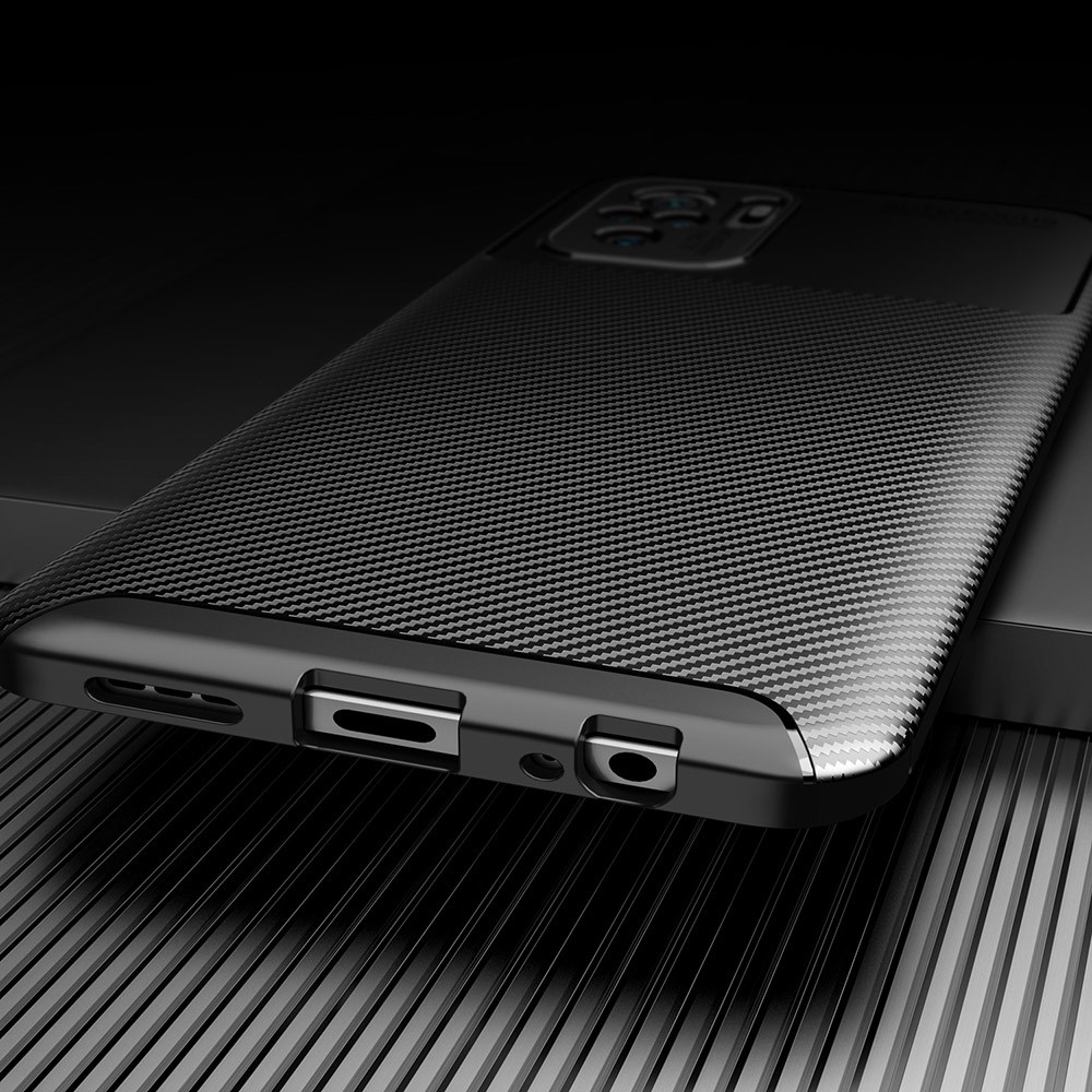 Carbon Fiber Texture TPU Drop-proof Phone Case Cover Shell for Xiaomi Redmi Note 10 4G - Black-9