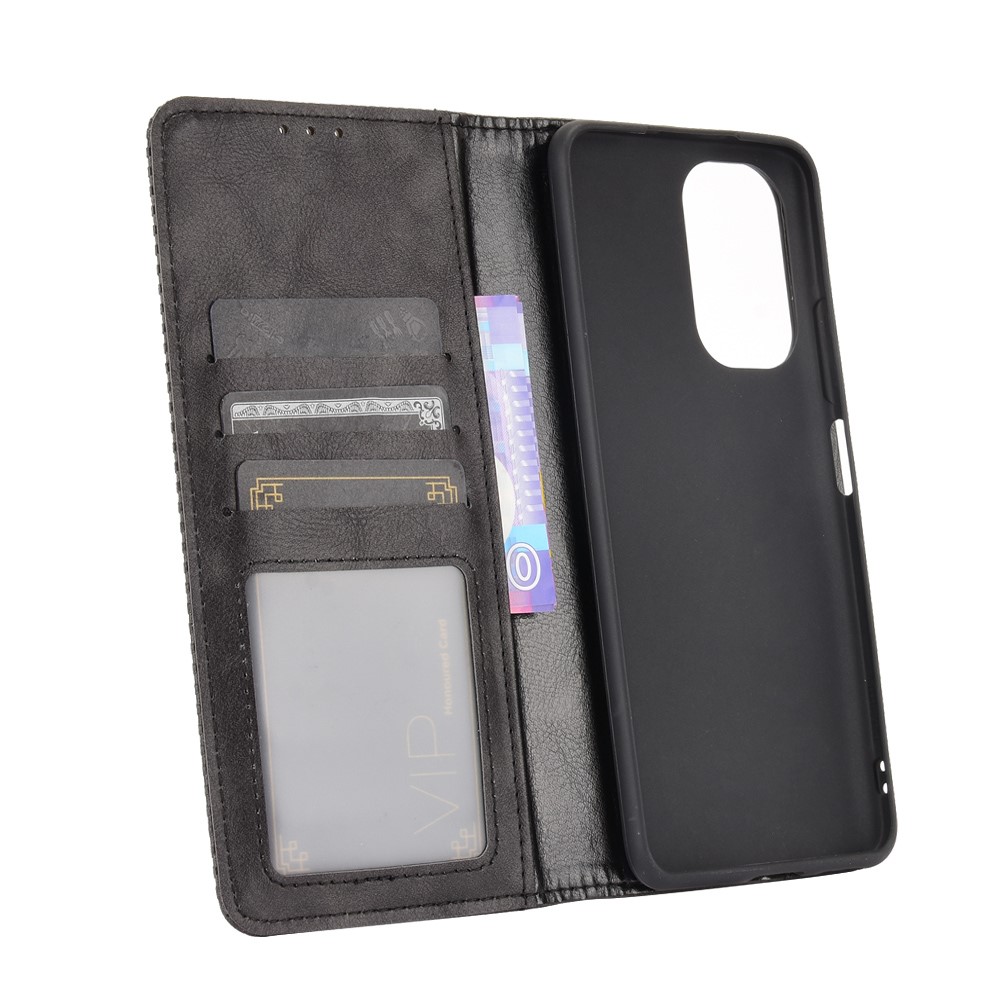Magnetic Vintage Style Phone Case Wallet Stand Leather Cover for Xiaomi Redmi K40 / K40 Pro - Black-2