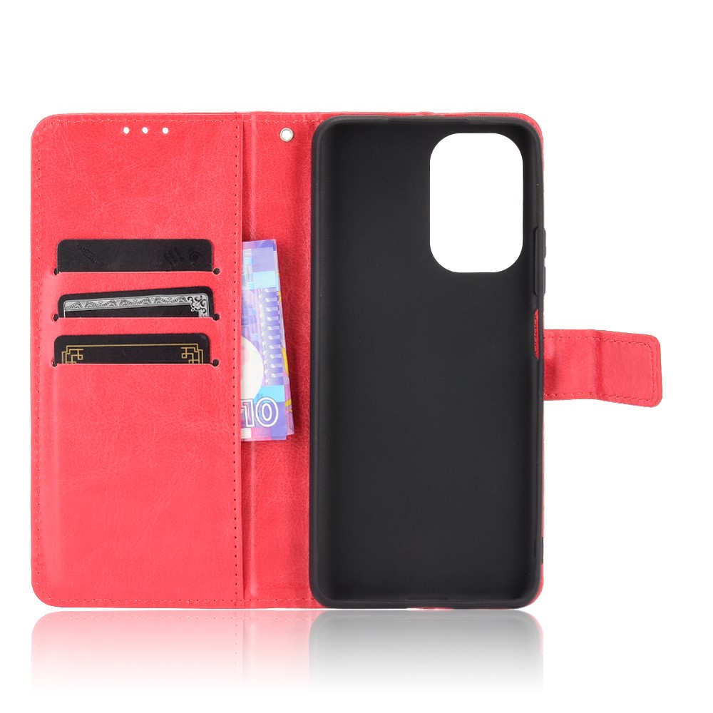 Crazy Horse Texture Wallet Design PU Leather Stand Protector Cover for Xiaomi Redmi K40 Pro / Redmi K40 - Red-2
