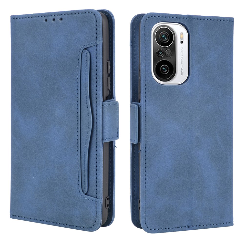 Caso Protector de la Billetera de Cuero Con Múltiples Ranuras Para Tarjetas Para Xiaomi Redmi K40 Pro / Redmi K40 / Redmi K40 Pro+ / Mi 11i / Poco F3 - Azul