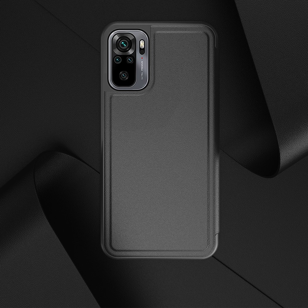 View Window Flip Leather Shell for Xiaomi Redmi Note 10 4G/5G / Note 10S - Black-4