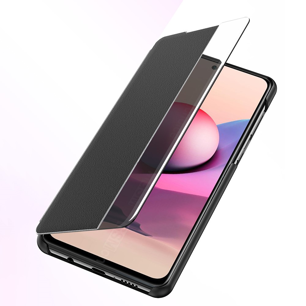 View Window Flip Leather Shell for Xiaomi Redmi Note 10 4G/5G / Note 10S - Black-8