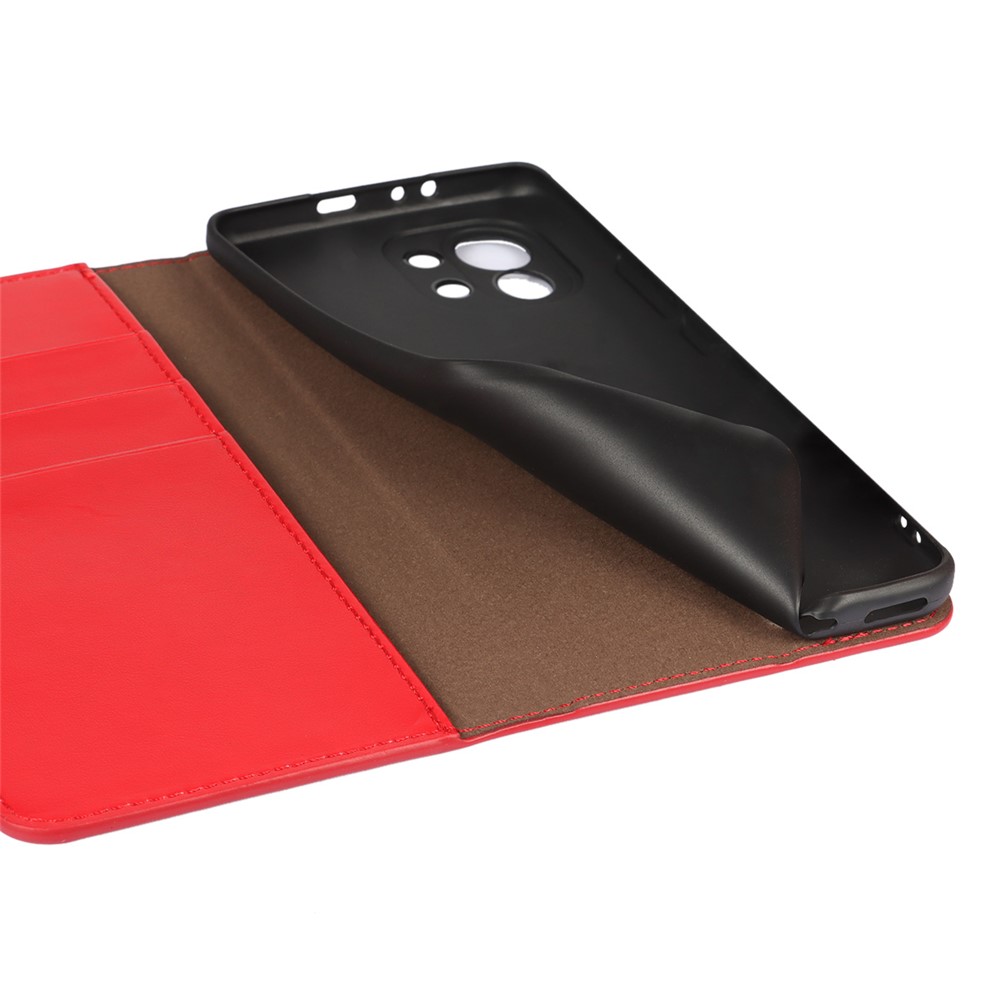 Crazy Horse Genuine Leather Wallet Phone Case Cover Stand for Xiaomi Mi 11 - Red-3