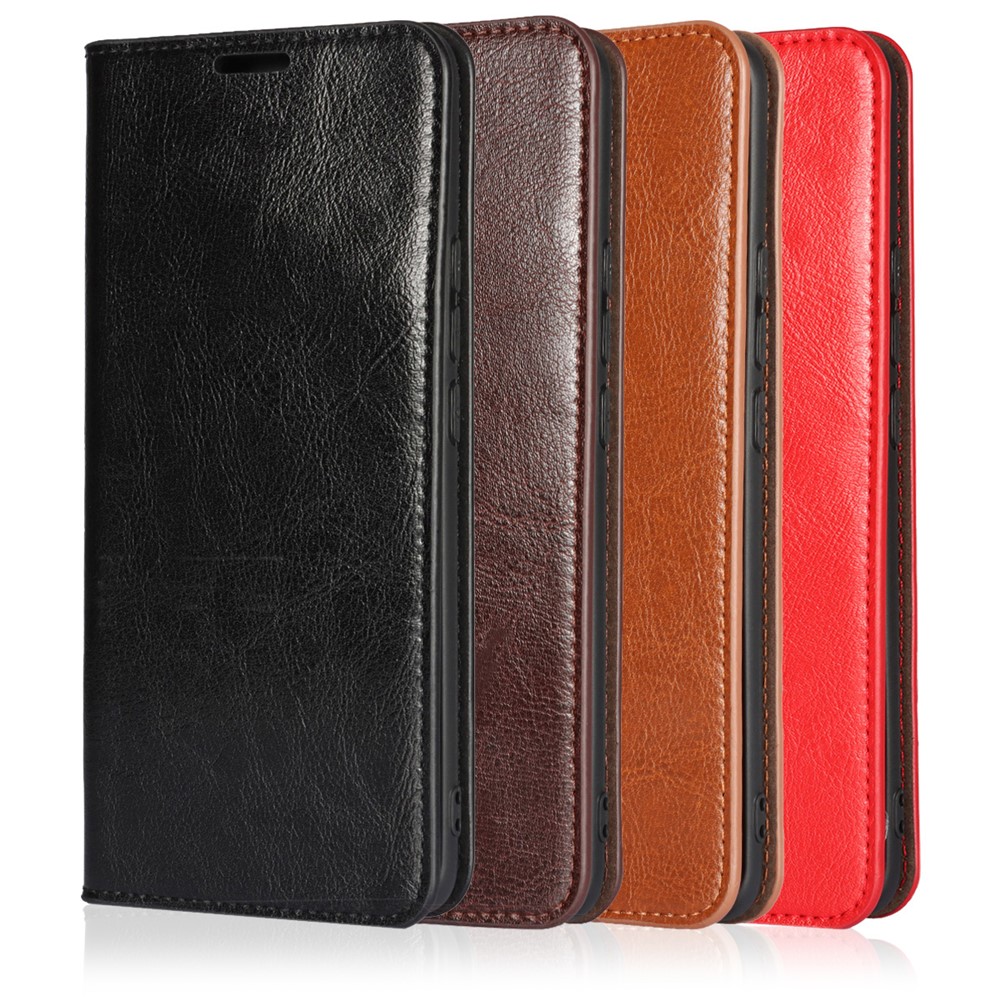 Crazy Horse Genuine Leather Wallet Phone Case Cover Stand for Xiaomi Mi 11 - Brown-9