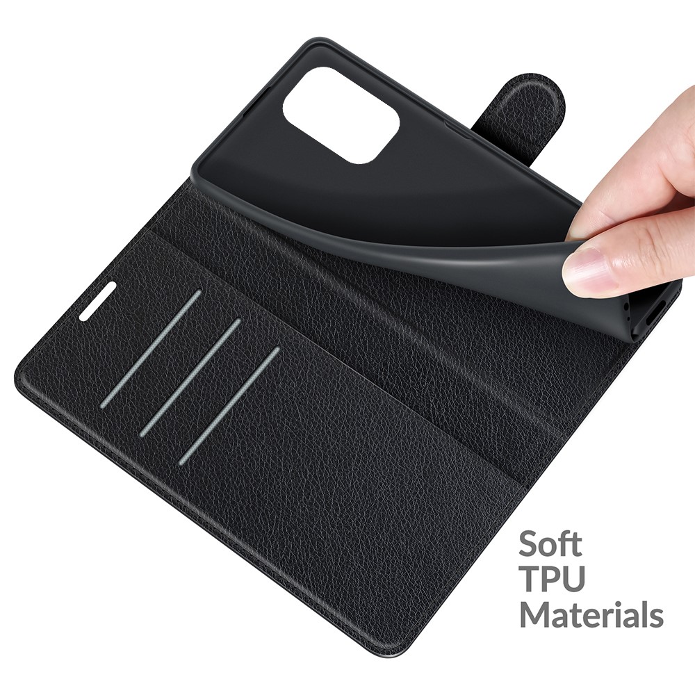 Litchi Texture Leather Phone Case Shell Wallet Stand for Xiaomi Redmi K40/K40 Pro - Black-5