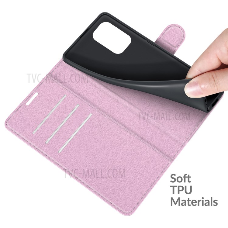Litchi Texture Leather Phone Case Shell Wallet Stand for Xiaomi Redmi K40/K40 Pro - Pink-5