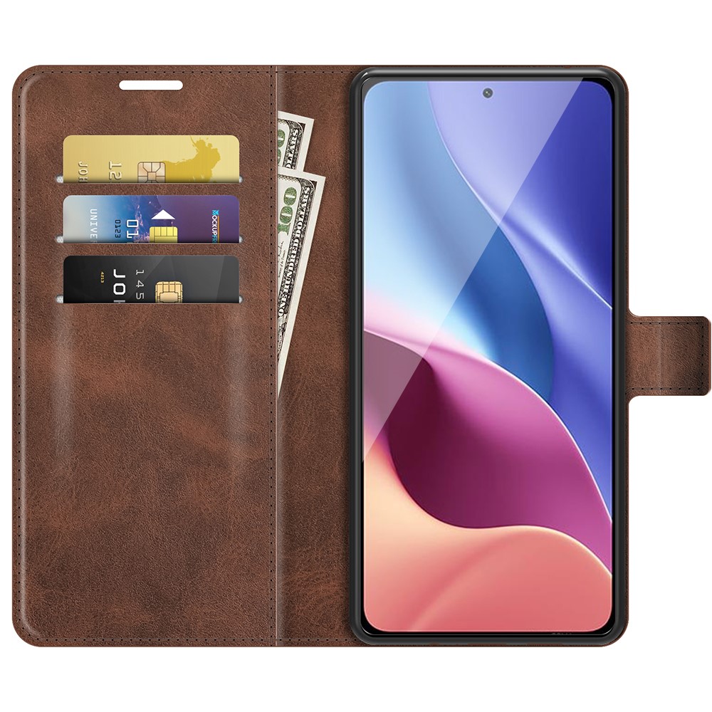 Wallet Design Leather Phone Case Shell Stand for Xiaomi Redmi K40/K40 Pro/Xiaomi Poco F3 - Coffee-2
