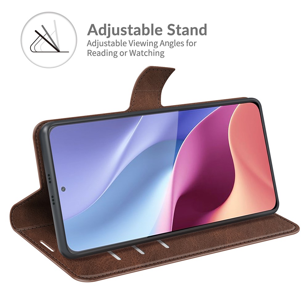 Wallet Design Leather Phone Case Shell Stand for Xiaomi Redmi K40/K40 Pro/Xiaomi Poco F3 - Coffee-3