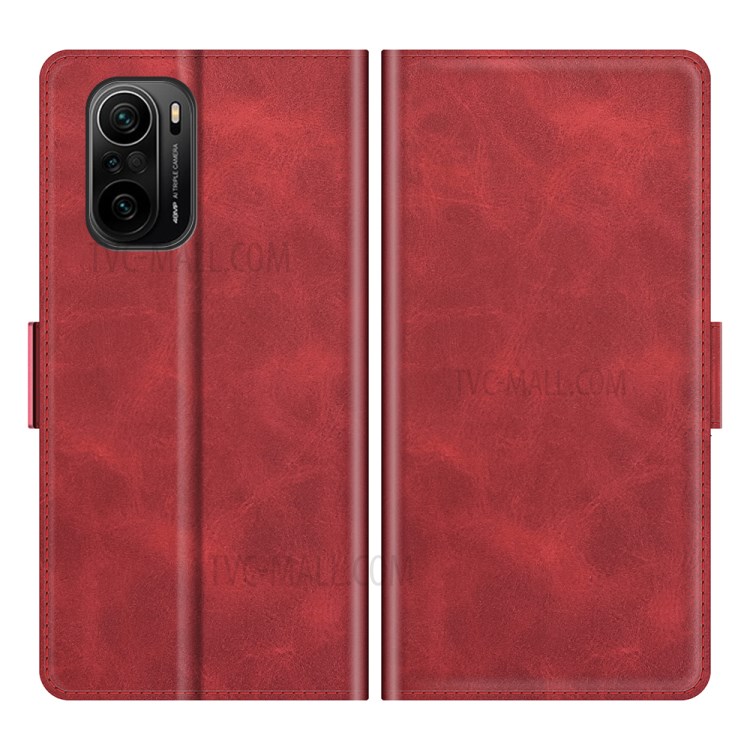 Magnet Adsorption Leather Stand Wallet Phone Case for Xiaomi Redmi K40/K40 Pro/Xiaomi Poco F3 - Red-1