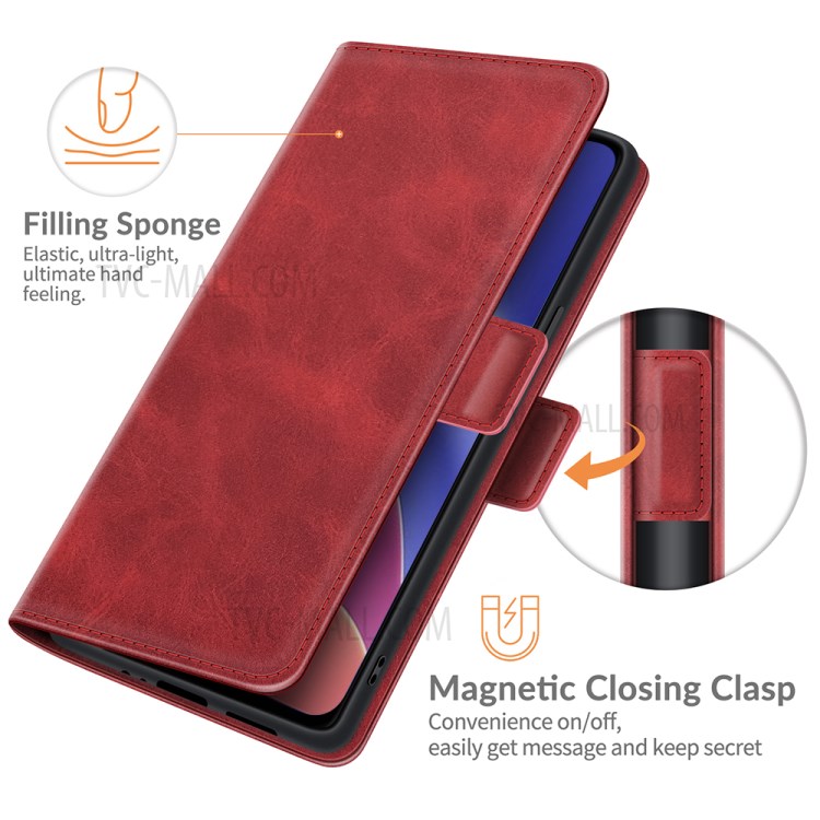 Magnet Adsorption Leather Stand Wallet Phone Case for Xiaomi Redmi K40/K40 Pro/Xiaomi Poco F3 - Red-4