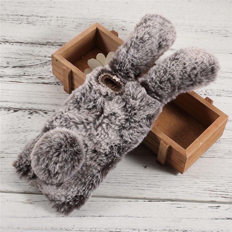 For Xiaomi Mi 6 Bunny Shape Rhinestone Warm Fluffy Fur TPU Cover Case - Brown-1