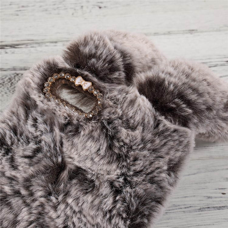 For Xiaomi Mi 6 Bunny Shape Rhinestone Warm Fluffy Fur TPU Cover Case - Brown-4