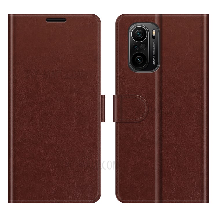Retro Style Wallet Design Crazy Horse Texture Leather Phone Stand Cover with for Xiaomi Redmi K40 Pro / Redmi K40 / Poco F3 - Brown-1