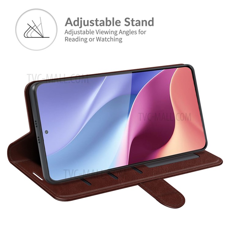 Retro Style Wallet Design Crazy Horse Texture Leather Phone Stand Cover with for Xiaomi Redmi K40 Pro / Redmi K40 / Poco F3 - Brown-3