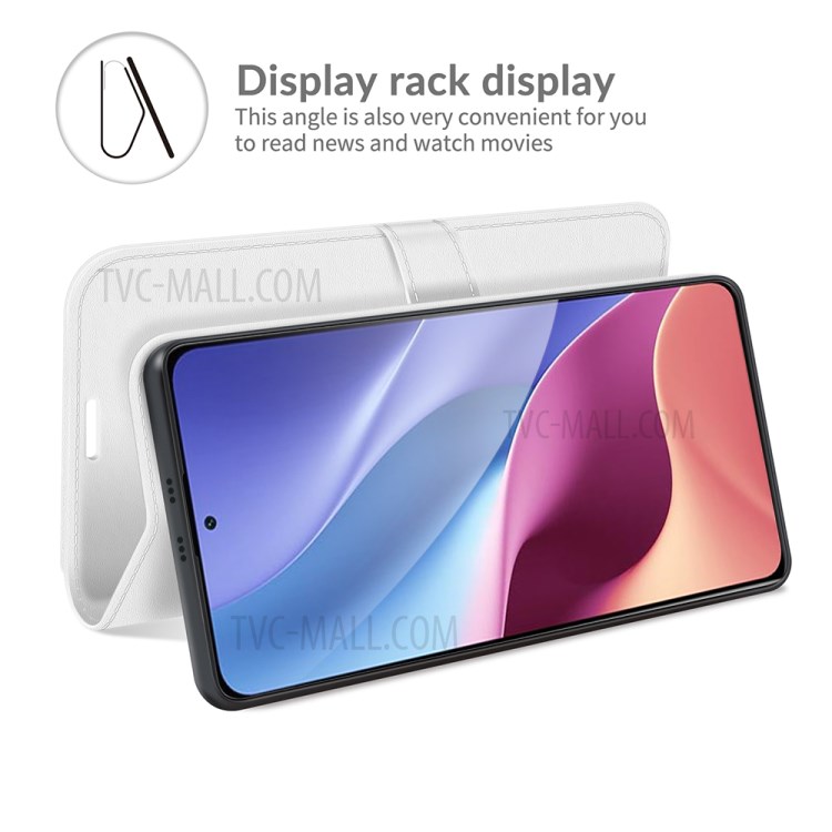Retro Style Wallet Design Crazy Horse Texture Leather Phone Stand Cover with for Xiaomi Redmi K40 Pro / Redmi K40 / Poco F3 - White-4
