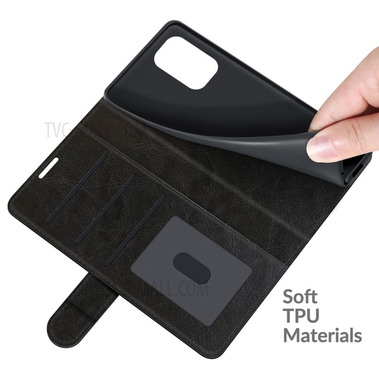 Retro Style Wallet Design Crazy Horse Texture Leather Phone Stand Cover with for Xiaomi Redmi K40 Pro / Redmi K40 / Poco F3 - Black-5