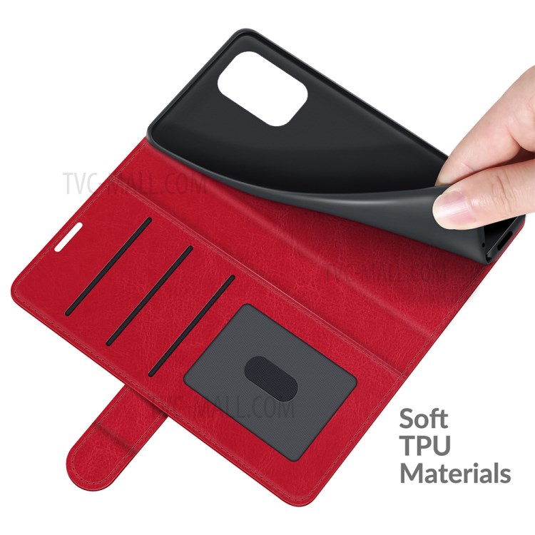 Retro Style Wallet Design Crazy Horse Texture Leather Phone Stand Cover with for Xiaomi Redmi K40 Pro / Redmi K40 / Poco F3 - Red-5