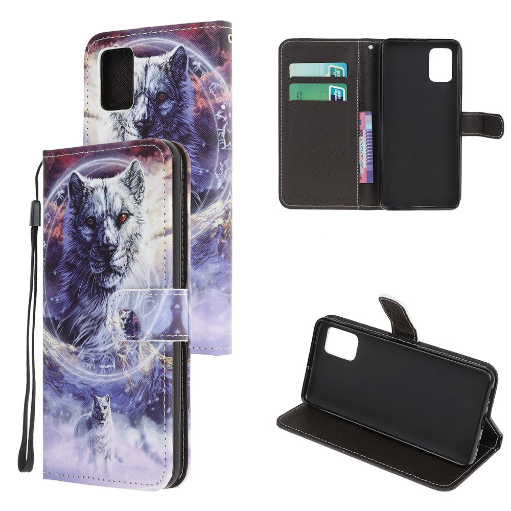 Wallet Stand Design Cross Texture Leather Case Shell with 3D Pattern Printing for Xiaomi Poco F3/Redmi K40/Redmi K40 Pro - Wolf-6