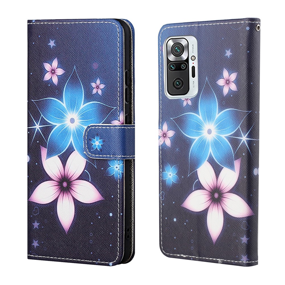 New Style Pattern Printing Wallet Cross Texture Leather Case for Xiaomi Redmi Note 10 Pro/Note 10 Pro Max - Beautiful Flower-1