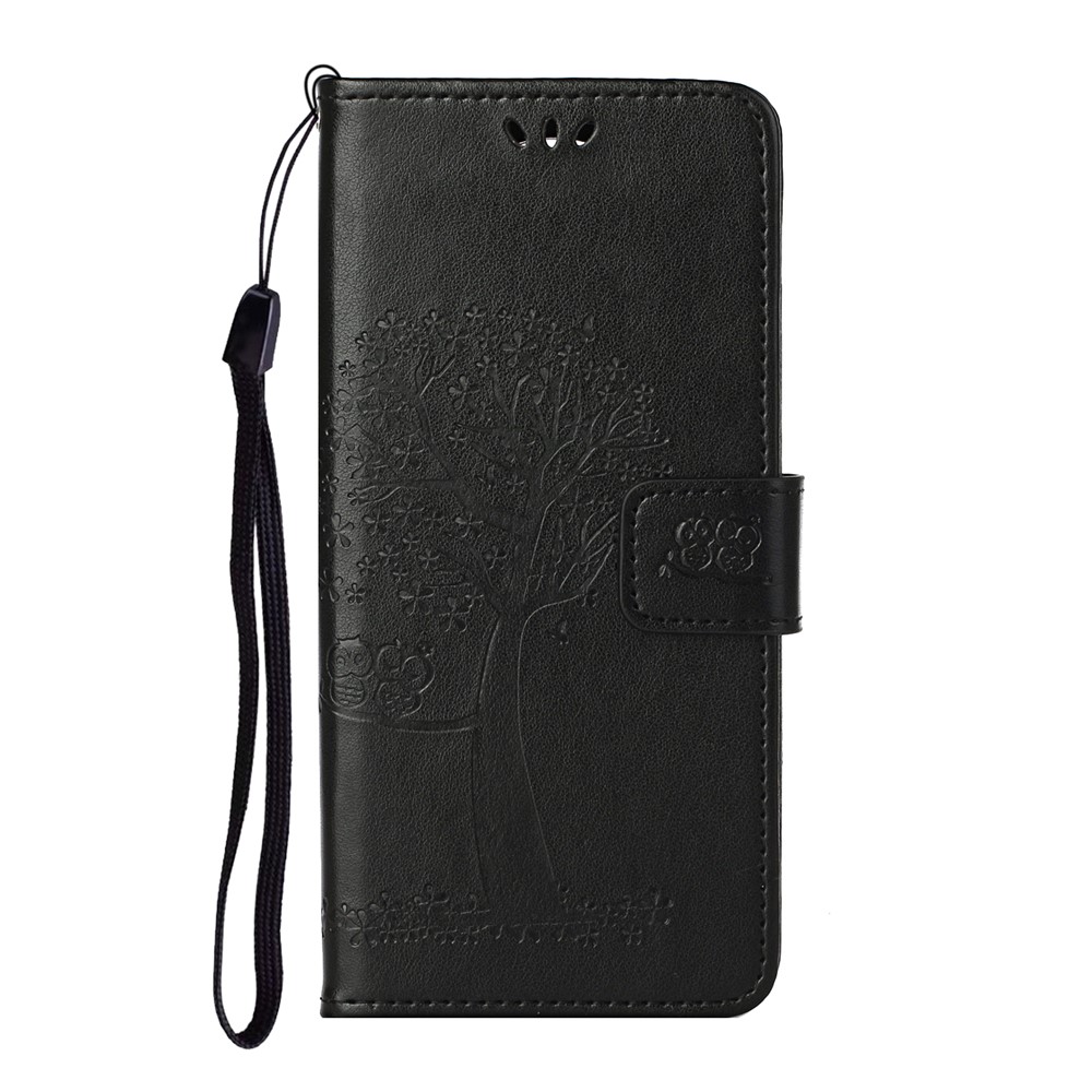 Wallet Design Inside and Outside Tree Owl Pattern Imprint Leather Stylish Case for Xiaomi Redmi Note 10 Pro/Note 10 Pro Max - Black-2