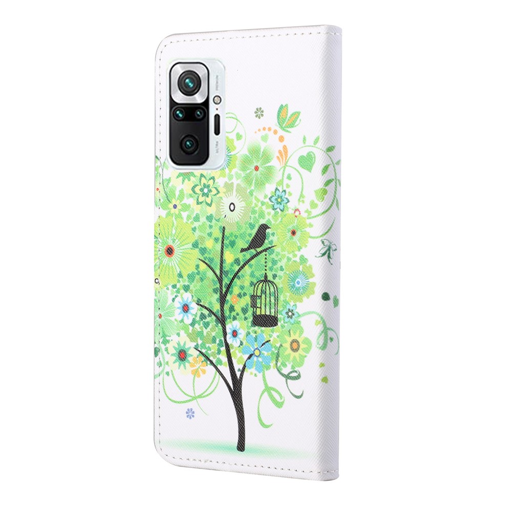 Pattern Printing Cross Texture Leather Wallet Stand Case Shell for Xiaomi Redmi Note 10 Pro / Redmi Note 10 Pro Max - Green-4