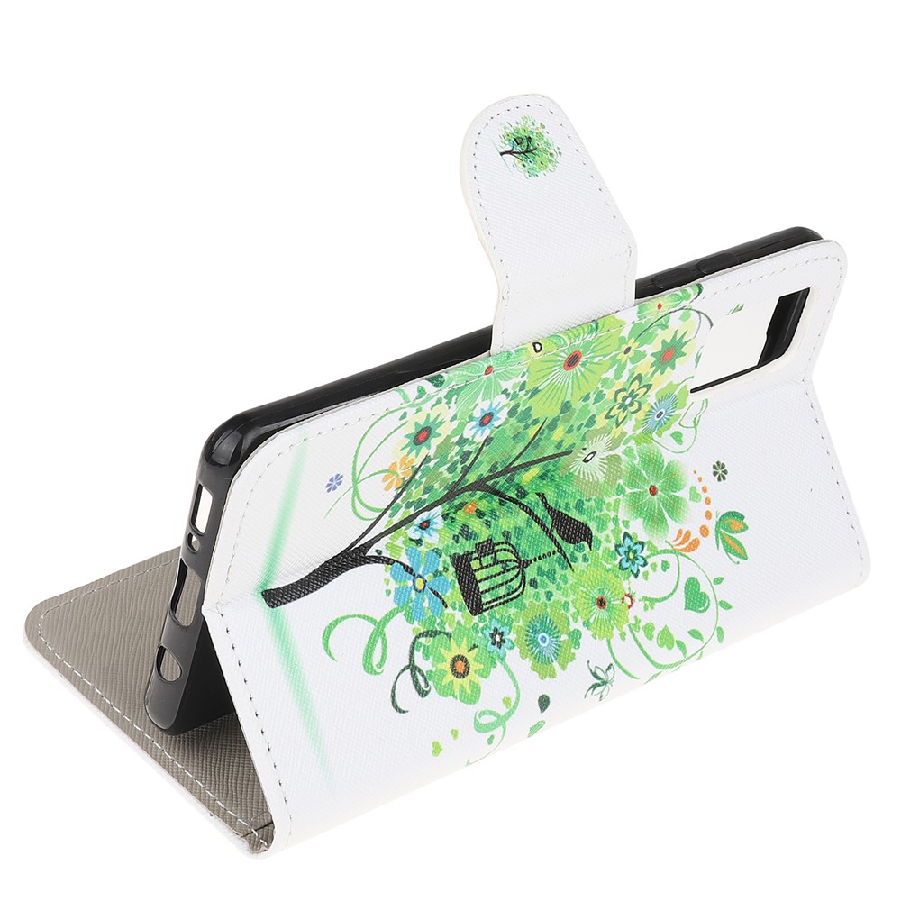 Wallet Design Pattern Printing Cross Texture Leather Phone Case for Xiaomi Poco F3/Redmi K40/Redmi K40 Pro - Green Tree-3