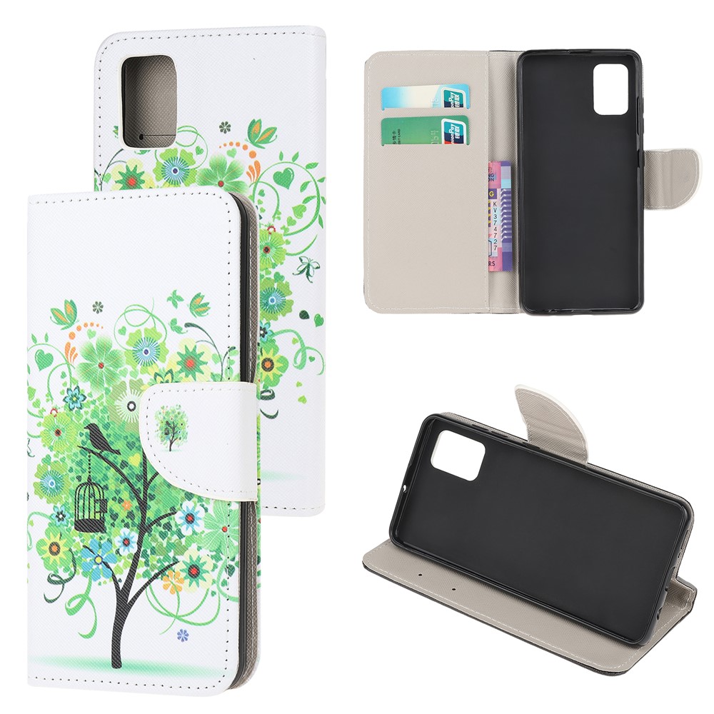 Wallet Design Pattern Printing Cross Texture Leather Phone Case for Xiaomi Poco F3/Redmi K40/Redmi K40 Pro - Green Tree-6