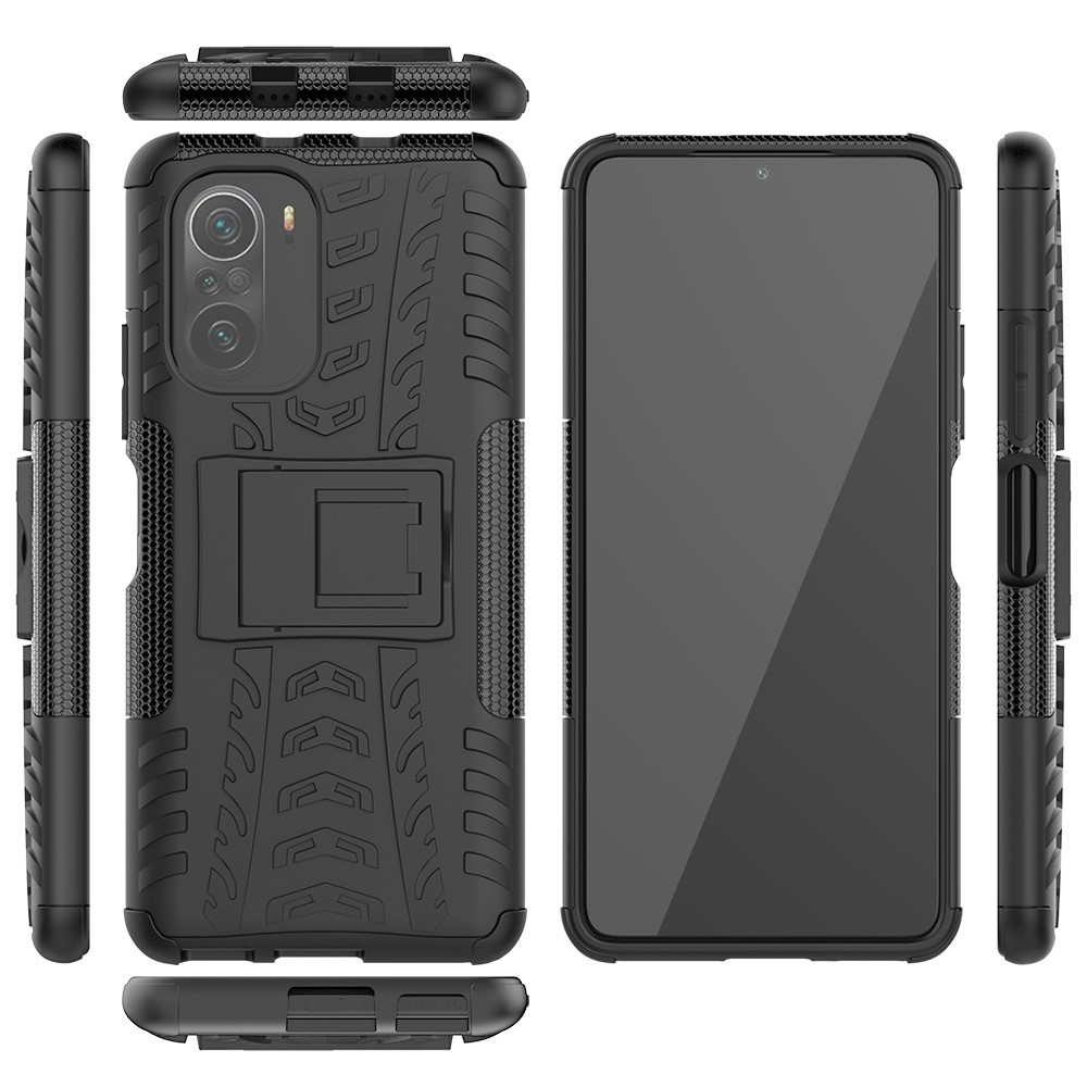 Cool Tire Muster PC + TPU -telefonhülle Mit Kickstand Für Xiaomi Redmi K40 Pro / Redmi K40 / Redmi K40 Pro+ / Mi 11i / Poco F3 - Schwarz-8