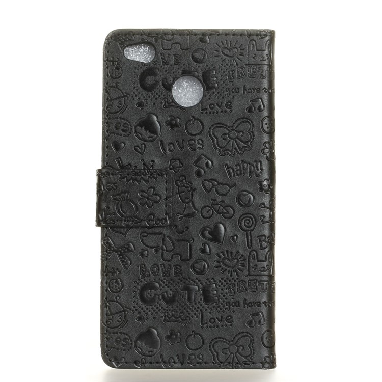 Cartoon Graffiti Wallet Leather Stand Phone Case for Xiaomi Redmi 4X - Black-2