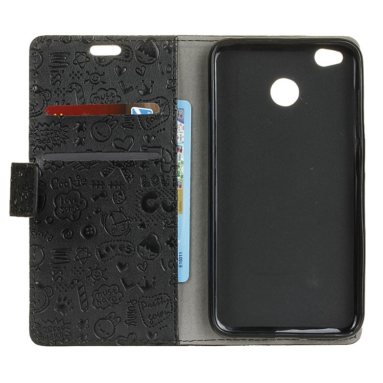 Cartoon Graffiti Wallet Leather Stand Phone Case for Xiaomi Redmi 4X - Black-3