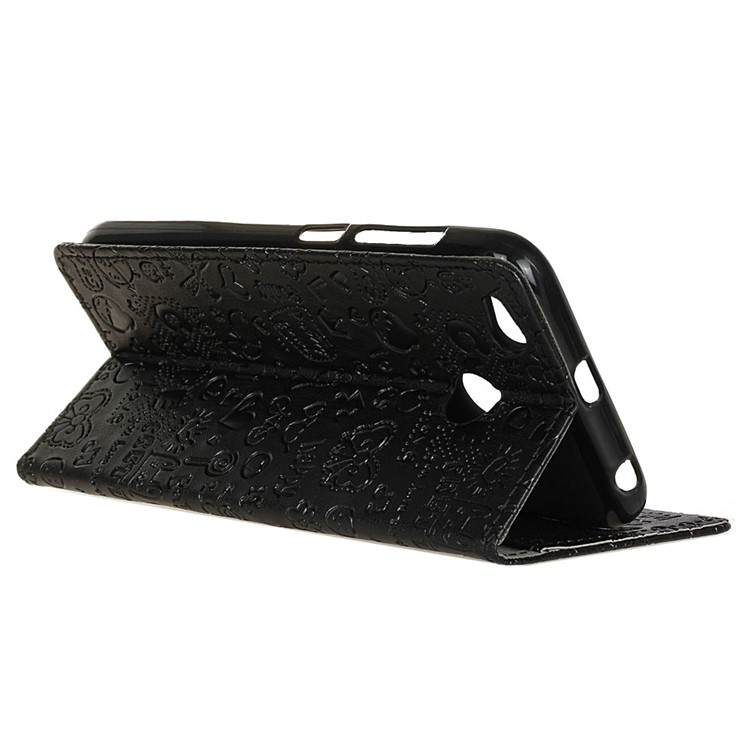 Cartoon Graffiti Wallet Leather Stand Phone Case for Xiaomi Redmi 4X - Black-5