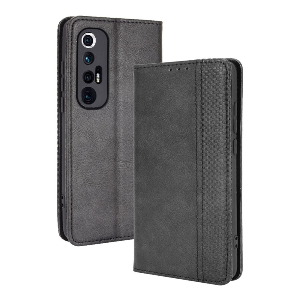 Magnetic Vintage Style Phone Case Wallet Stand Leather Cover for Xiaomi Mi 10S - Black-1