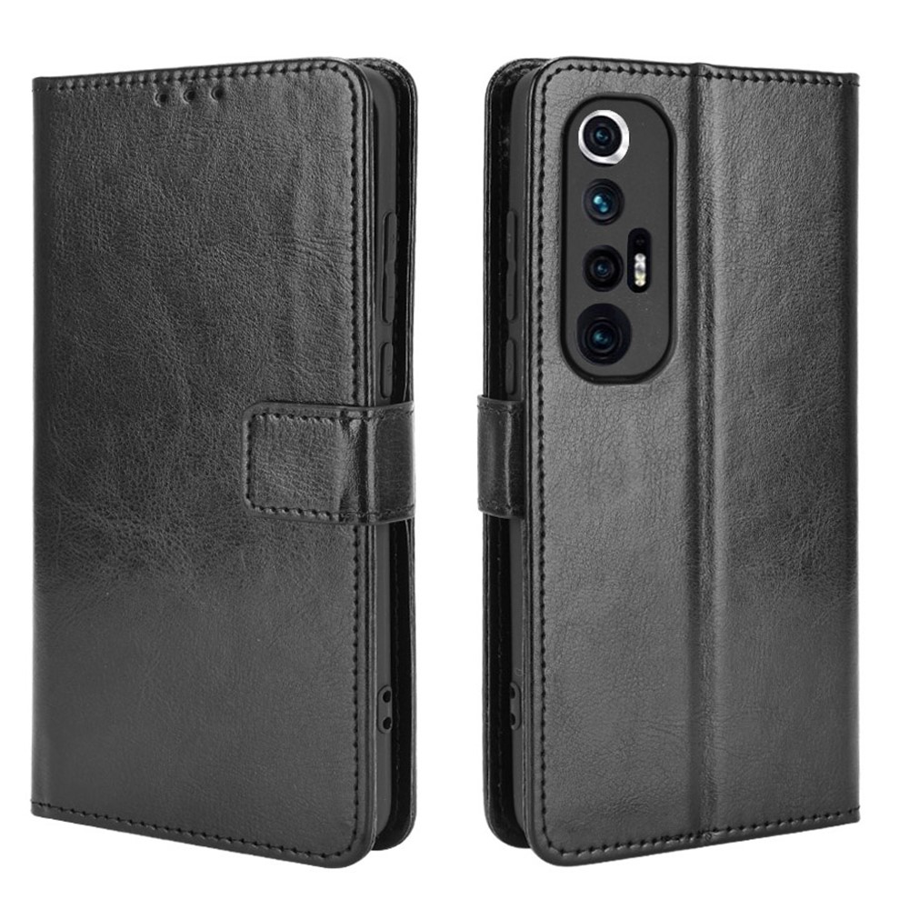 Crazy Horse Texture Wallet Design PU Leather Stand Protector Cover for Xiaomi Mi 10S - Black-1
