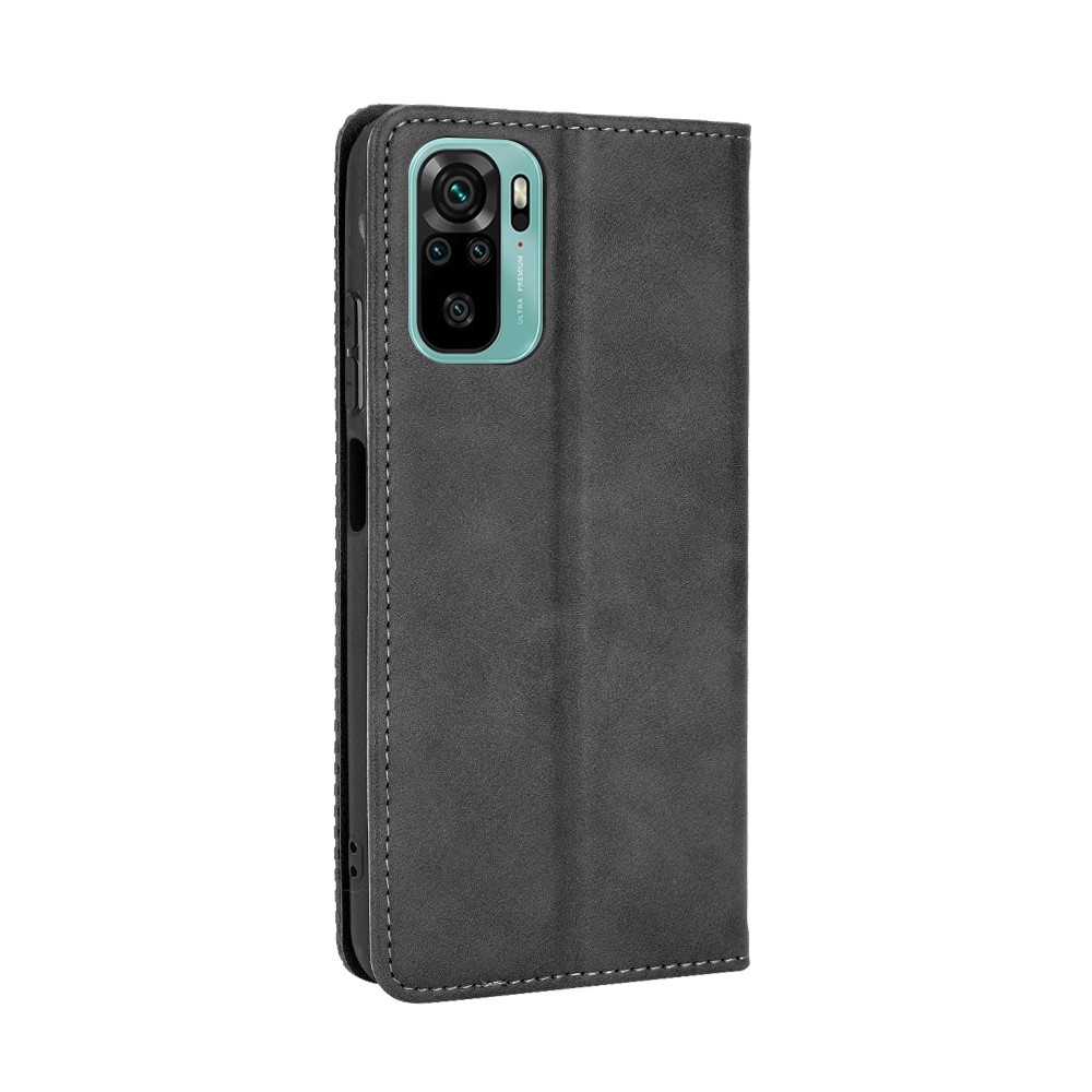 Magnetic Vintage Style Phone Case Wallet Stand Leather Cover for Xiaomi Redmi Note 10S / Note 10 4G - Black-3