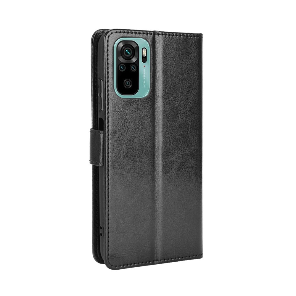 Crazy Horse Texture Wallet Design PU Leather Stand Protector Cover for Xiaomi Redmi Note 10 4G / Note 10S - Black-3
