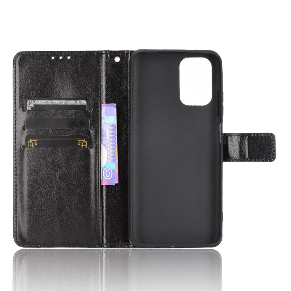 Crazy Horse Texture Wallet Design PU Leather Stand Protector Cover for Xiaomi Redmi Note 10 4G / Note 10S - Black-4